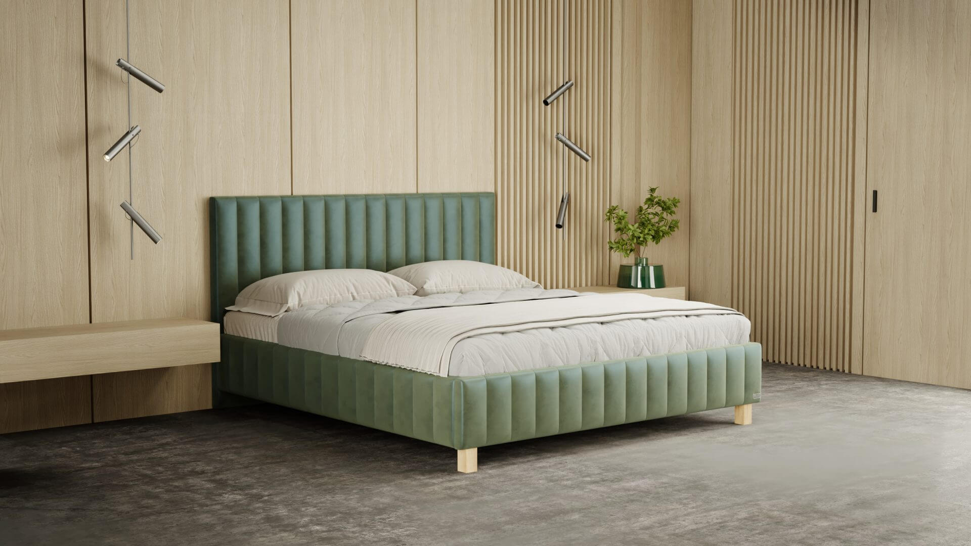 Posteľ s matracom v modernej spálni pre hlboký spánok