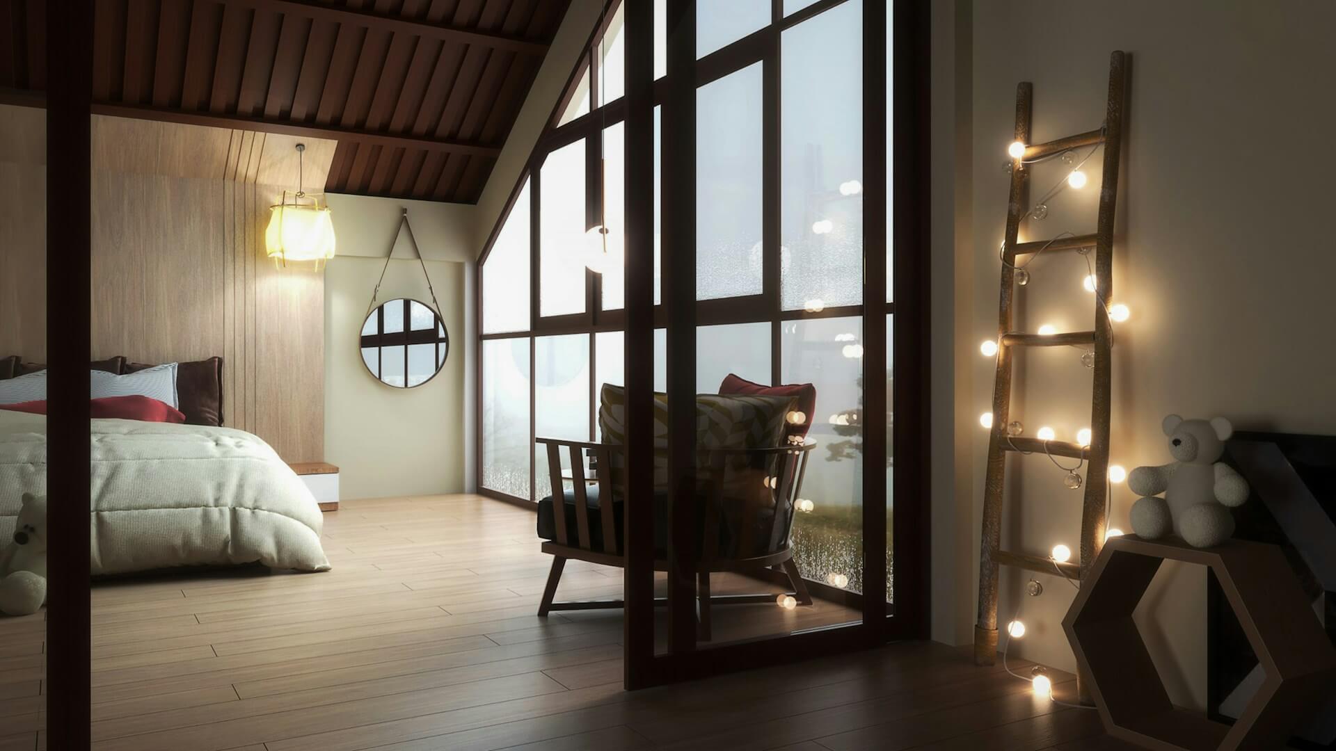 Svetelný reťaz v spálni pre náladové osvetlenie